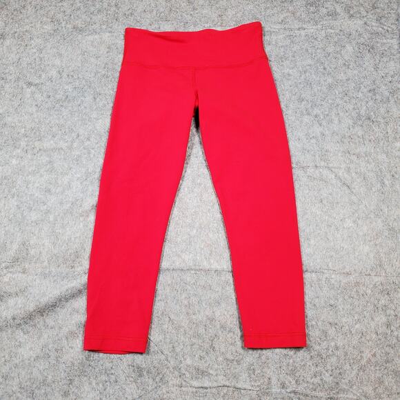 Lululemon Leggings Womens 6 Cropped Run Yoga Workout Gym Red Athletic - Picture 1 of 8